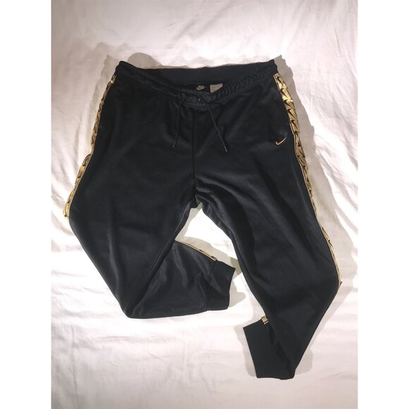 Nike Women's Black & Gold Swoosh Athletic Sweatpants Joggers - Picture 3 of 10